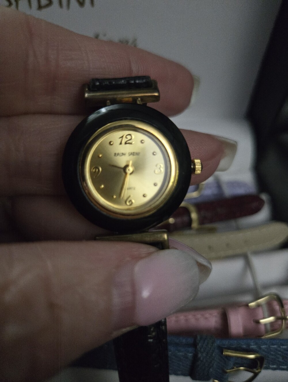 Gold Dial Black Frame Women's Interchangeable Watch Bands & Bezel